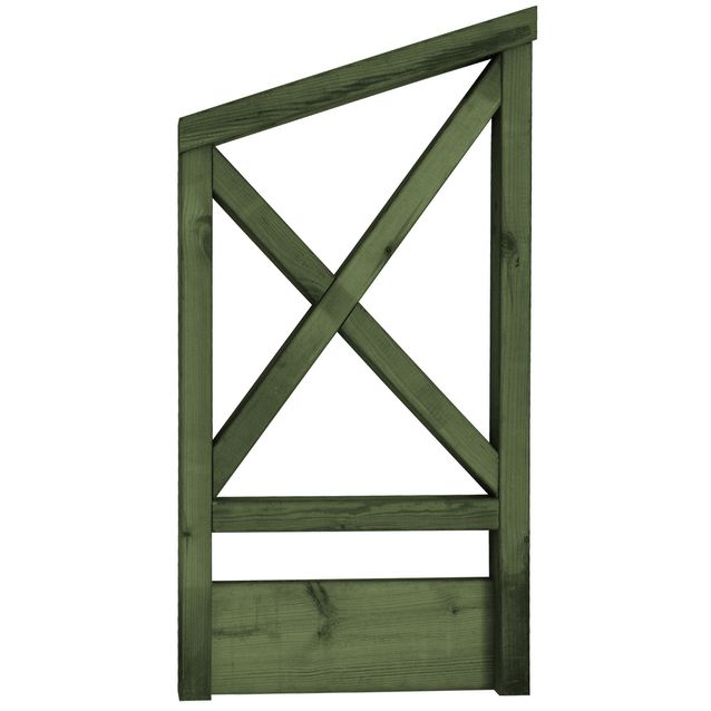 Vihreä porrasaita noususuunnassa oikealle puolelle