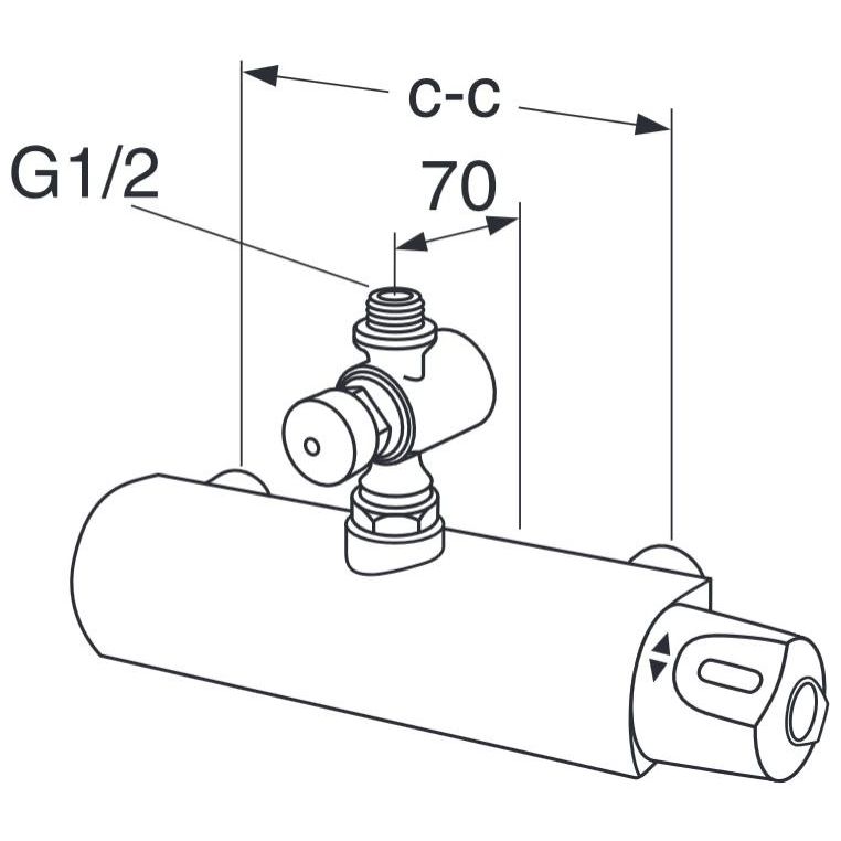 Termostaattisuihkuhana Gustavsberg Nautic liitäntä alas 150 c-c kromi mitat