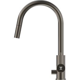 Keittiöhana INOX by Tammiholma Q1, ulosvedettävä juoksuputki ja APK-venttiili, gun metal