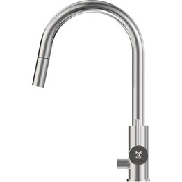 Keittiöhana INOX by Tammiholma Q1, ulosvedettävä juoksuputki ja APK-venttiili, kiiltävä teräs