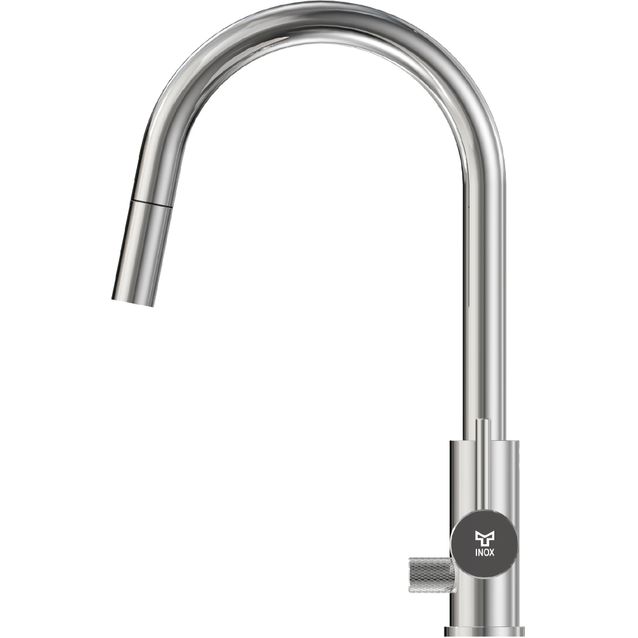 Keittiöhana INOX by Tammiholma Q1, C-putki, ulosvedettävä juoksuputki ja APK-venttiili, kiiltävä teräs