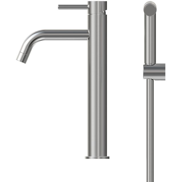 Pesuallashana INOX by Tammiholma Q1, korkea malli, bideesuihkulla, harjattu teräs