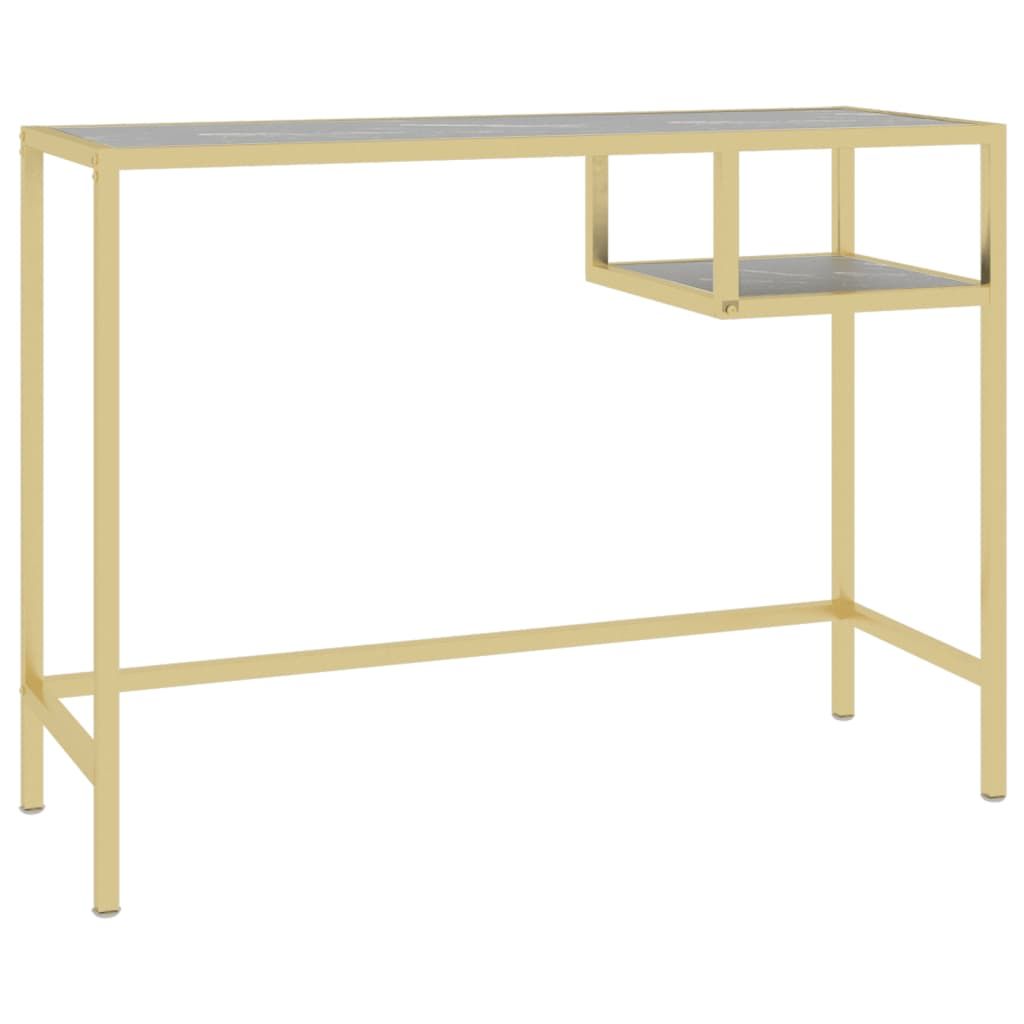 Tietokonepöytä musta marmori 100x36x74 cm karkaistu lasi (31627)