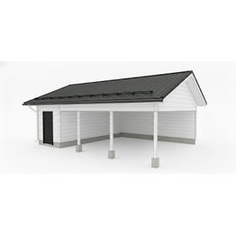 Autokatoksen runkopaketti Timburg, kahden auton seinällinen katos ja varasto, kerrosala 17 m²