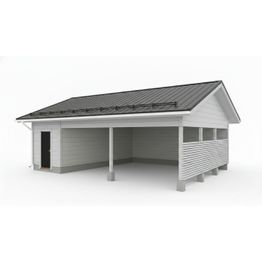 Autokatoksen runkopaketti Timburg, kahden auton seinällinen katos ja varasto, sivusta ajettava, kerrosala 17 m²