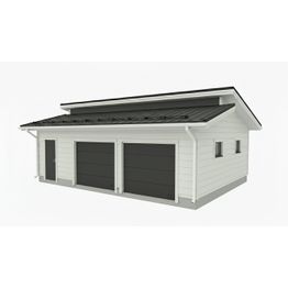 Autotallin runkopaketti Timburg, kahden auton talli ja varasto, sivusta ajettava, murrettu harjakatto, kerrosala 61 m²