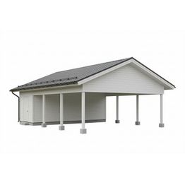 Autokatoksen runkopaketti, kahden auton avoin katos kylmällä varastolla, kerrosala 21 m²