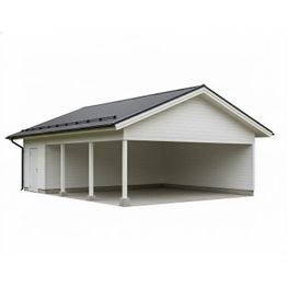 Autokatoksen runkopaketti, kahden auton seinällinen katos kylmällä varastolla