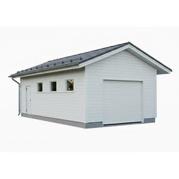 Autotallin runkopaketti, yhden auton kylmä talli varastolla, kerrosala 37 m²