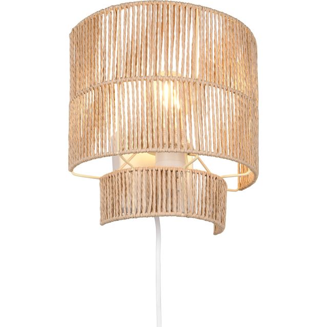 Seinävalaisin Trio Satna, E27, ruskea/paperinaru