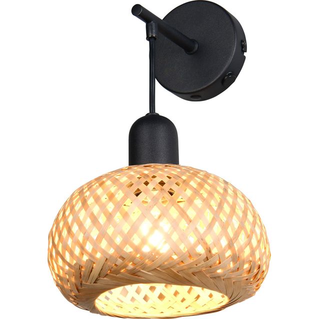 Seinävalaisin Trio Leonie, E27, luonnollinen väri/bambu