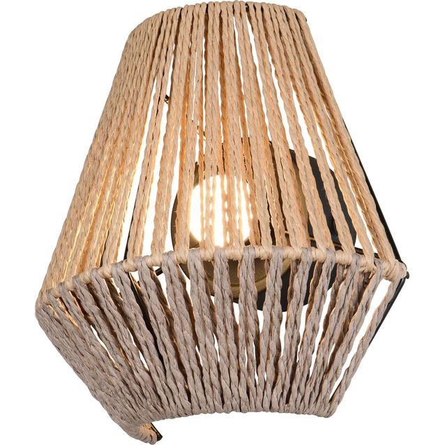 LED-seinävalaisin Trio Lira, ruskea/paperinaru, ladattava