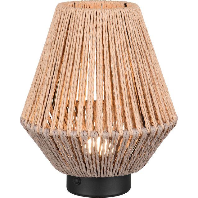 LED-pöytävalaisin Trio Lira, ruskea/paperinaru, ladattava