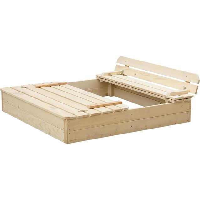 Hiekkalaatikko taitettavalla kannella ja penkillä Timbela M051-1, 118x122x20cm