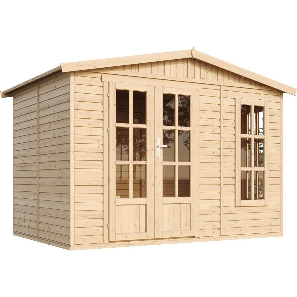 Pihatoimisto Timbela M334FB+H334FBGREY, 6.03m², harmailla bitumikattolaatoilla