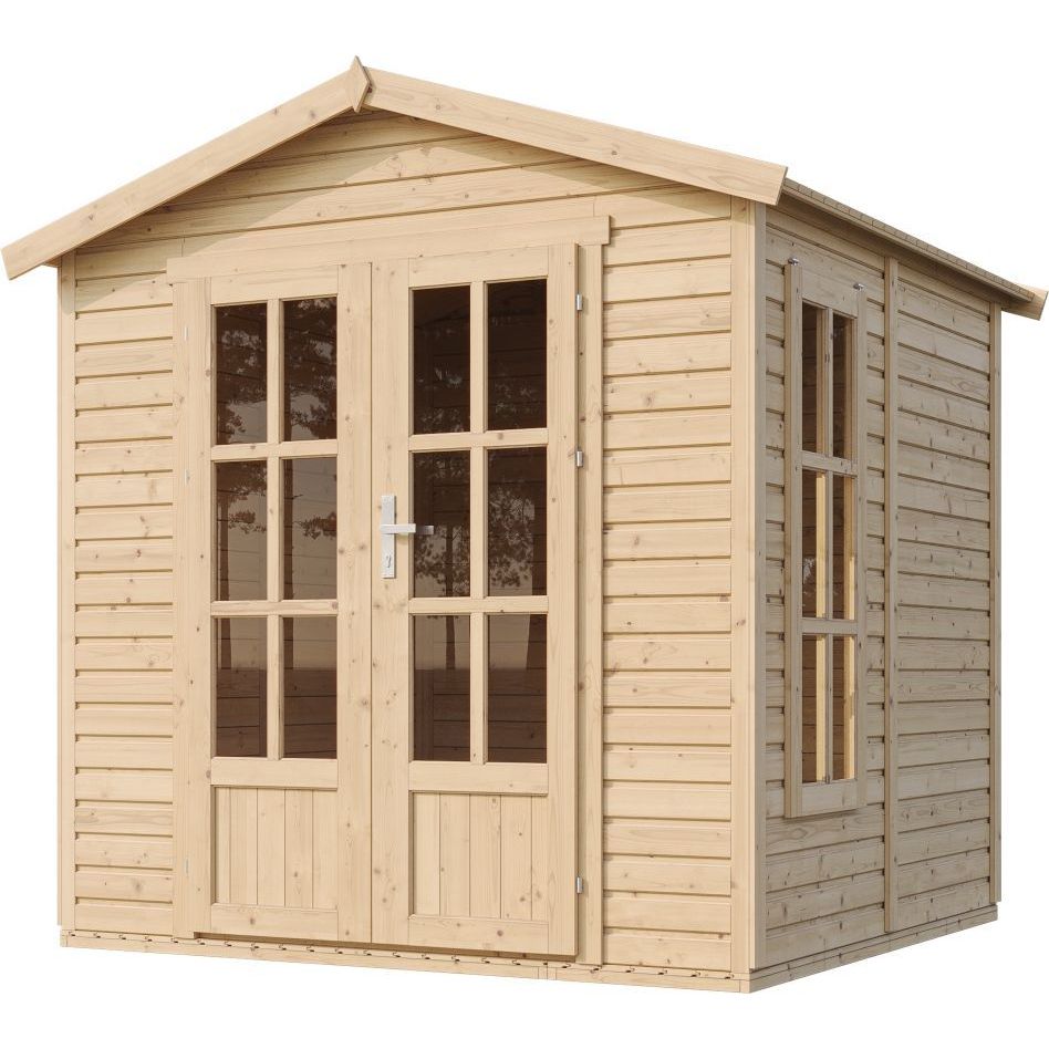 Pihatoimisto Timbela M351FB+H351FBBROWN, 4.08m², ruskeilla bitumikattolaatoilla