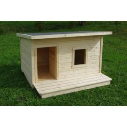 Koirankoppi Fixu Musti lämpöeristetty 2-osainen terassilla