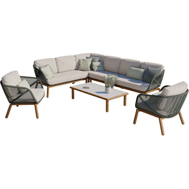 Ulkosohvaryhmä esti & esta Auro, kulmasohva + 2 nojatuolia + 2 pöytää, beige