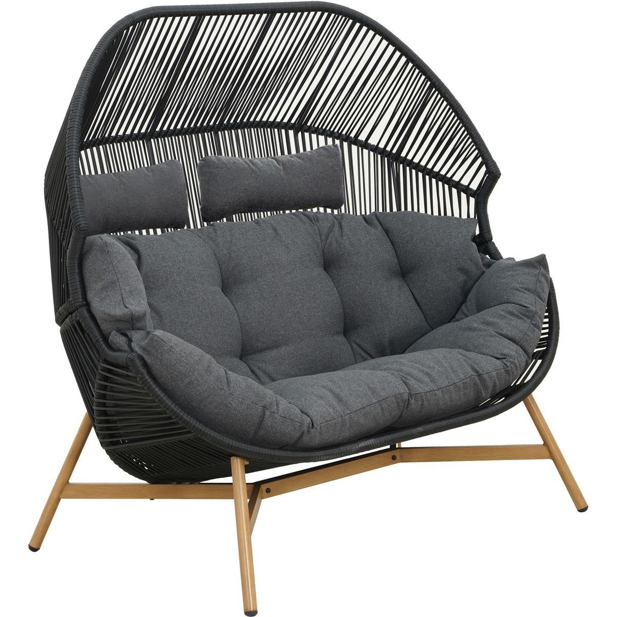 Polyrottinkituoli esti & esta Holand, 2-istuttava, musta