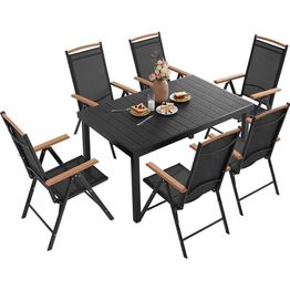 Ruokailuryhmä ulos Mirpol Izzy, 6 säätötuolia, musta