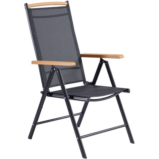Säätötuoli puutarhaan Mirpol Izzy, kokoontaittuva, musta, 2 kpl