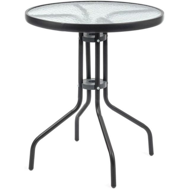 Puutarhapöytä Mirpol Jupiter, 60cm, lasikansi, musta