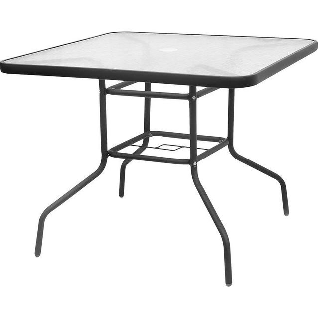 Puutarhapöytä Mirpol Jupiter, 90x90cm, lasikansi, antrasiitti