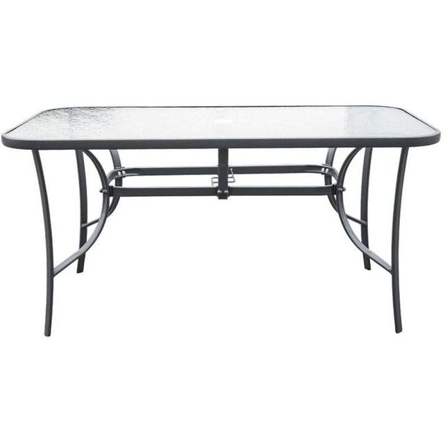Puutarhapöytä Mirpol Neptun, 150x90cm, lasikansi, aukko aurinkovarjolle, antrasiitti