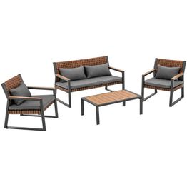 Puutarhakalustesetti esti & esta Texas, 4-istuttava, polyrottinki/alumiini, ruskea