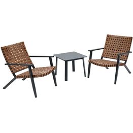 Parvekesetti esti & esta Texas, 2 tuolia ja pöytä, polyrottinki/alumiini, ruskea