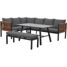 Ruokailuryhmä kulmasohvalla ulos esti & esta Texas, polyrottinki/alumiini, harmaa