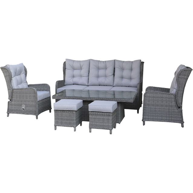 Ruokailuryhmä ulos Mirpol Verdi, 7-istuttava, polyrottinki/alumiini, harmaa