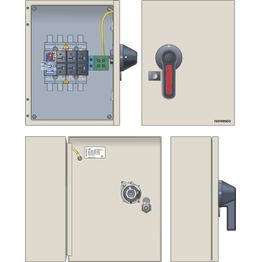 Turvakytkin Norwesco ESWM5 3160H, edestä väännettävä, 3x160A+apukosketin, 415V, 75kW, IP65, harmaa