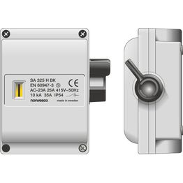 Turvakytkin Norwesco SA425, sivusta väännettävä, 4x25A, 500V, 11kW, IP54, harmaa