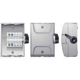 Turvakytkin Norwesco SAQ316/M25, sivusta väännettävä, 3x16A, 4xM25 läpivientiä, 500V, 7.5kW, IP65, harmaa