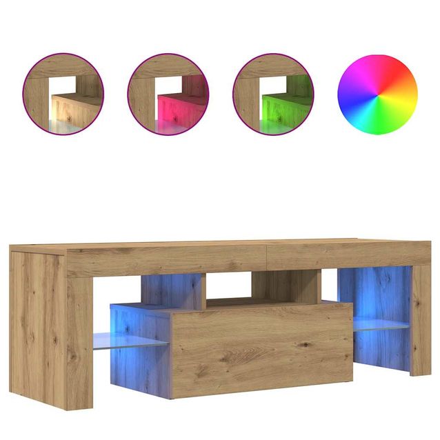 TV-kaappi LED-valoilla käsityöläinen tammi 120x36,5x40 cm (56302)