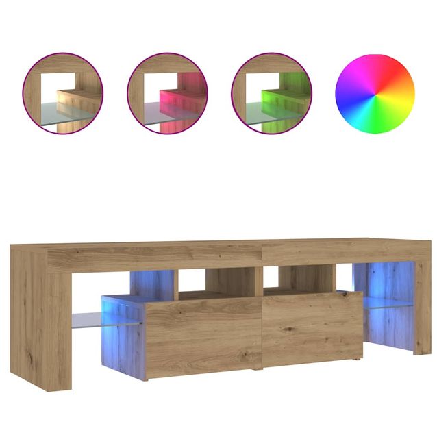 TV-kaappi LED-valoilla käsityöläinen tammi 140x36,5x40 cm (56304)