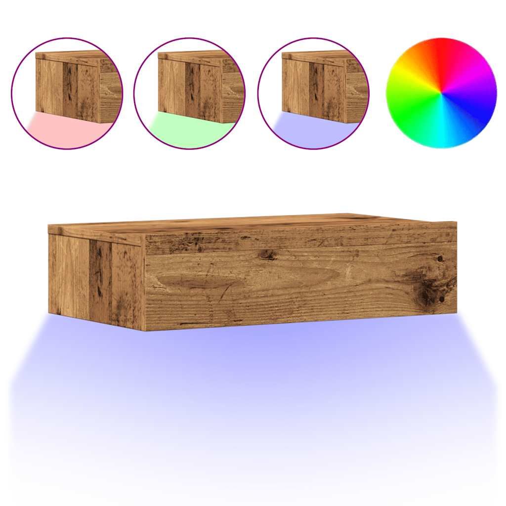 TV-kaappisarja 2-osainen LED-valoilla Vanha puu 60x35x15,5 cm (56344)