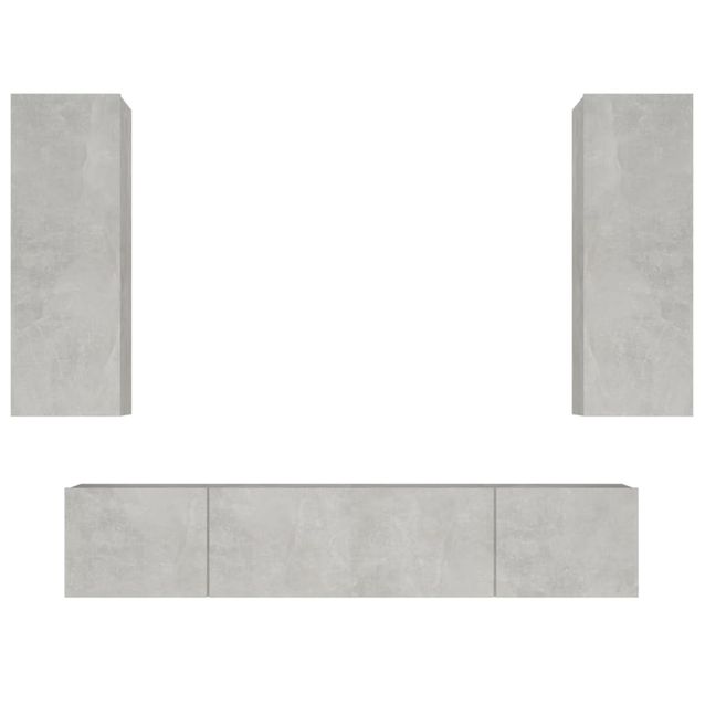 TV-kaappisarja 4-osainen betoninharmaa tekninen puu (14201)