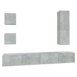 TV-kaappisarja 5-osainen betoninharmaa tekninen puu (14449)