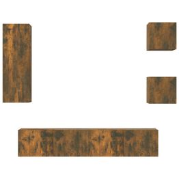 TV-kaappisarja 5-osainen savutammi tekninen puu (14443)