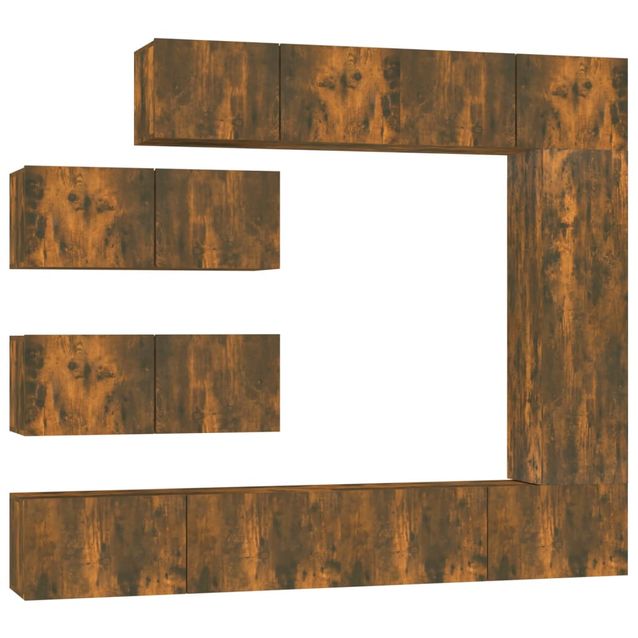 TV-kaappisarja 7-osainen savutammi tekninen puu (14563)