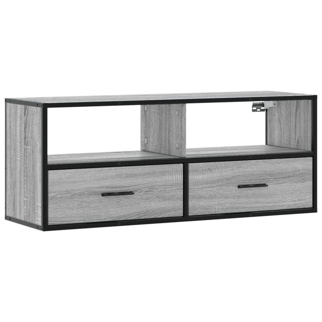TV-taso harmaa Sonoma 100x31x39,5 cm tekninen puu ja metalli (48932)