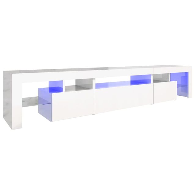 TV-taso LED-valoilla korkeakiilto valkoinen 215x36,5x40 cm (52798)