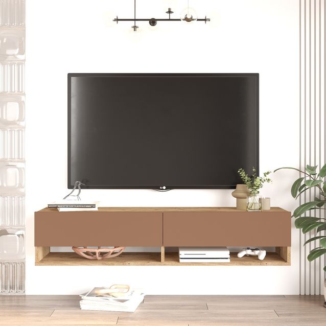TV-taso Linento Furniture FR11, tiilenpunainen/atlassetri