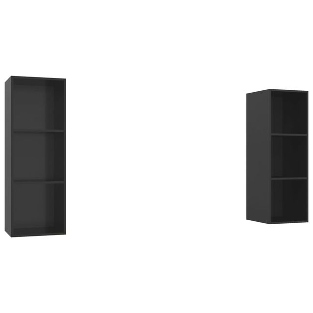 TV-taso seinälle 2 kpl korkeak. musta tekninen puu (79860)