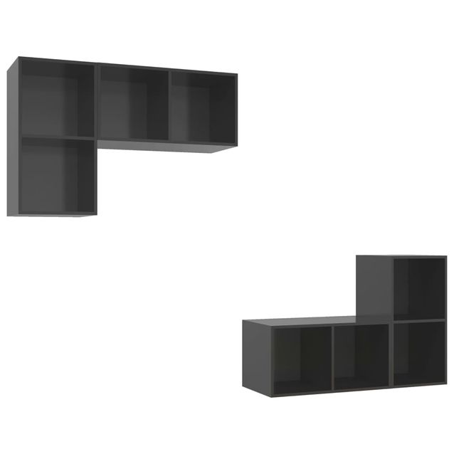 TV-tasosarja seinäkiinnityksellä 4-osainen korkeak. harmaa tekninen puu (79843)