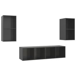 TV-tasosarja seinäkiinnityksellä 4-osainen korkeak. harmaa tekninen puu (79879)