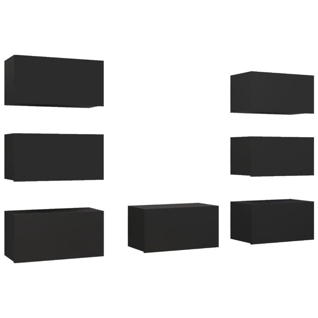 TV-tasot 7 kpl musta 30,5x30x60 cm tekninen puu (78848)