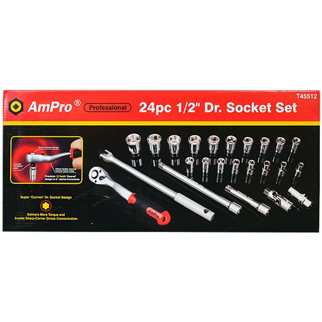 Työkalusarja AmPro 1/2'' SAE 24-osainen 6pt